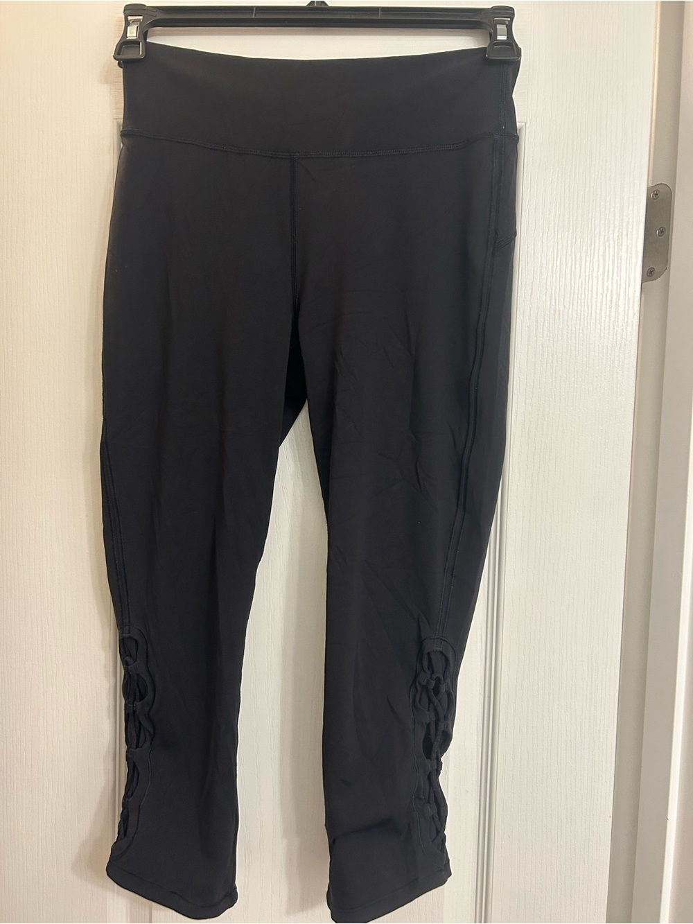 lululemon athletica Black Leggings with Side Lattice Detail